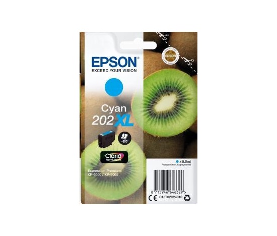 EPSON ink bar Singlepack "Kiwi" Cyan 202XL Claria Premium Ink 8,5 ml, BAR 650 stran