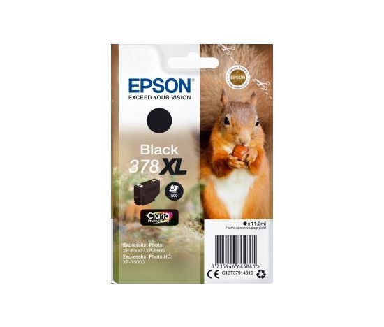 EPSON ink čer Singlepack Black 378XL Claria Photo HD Ink 11,2 ml, ČB 500 stran