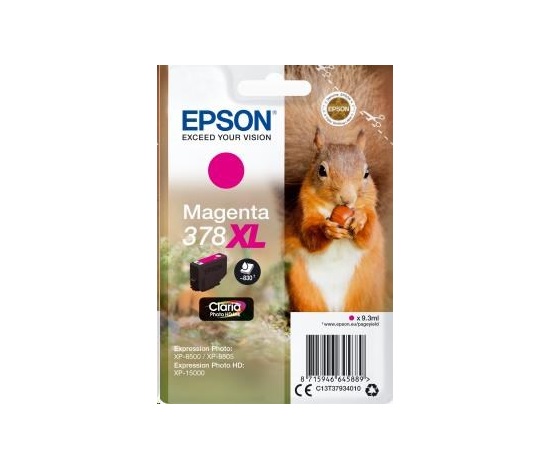 EPSON ink bar Singlepack Magenta 378XL Claria Photo HD Ink 9,3 ml, BAR 830 stran