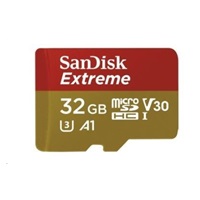 SanDisk MicroSDHC karta 32GB Extreme (100MB/s, Class 10, UHS-I U3 V30) + adaptér