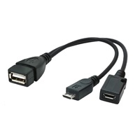 GEMBIRD Kabel CABLEXPERT USB AF/micro BM + micro BF, OTG + dobíjení, 15cm, pro tablety a smartphone