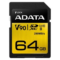 ADATA SDXC karta 64GB UHS-I U3 Class 10, Premier One (R: 290MB / W: 260MB)