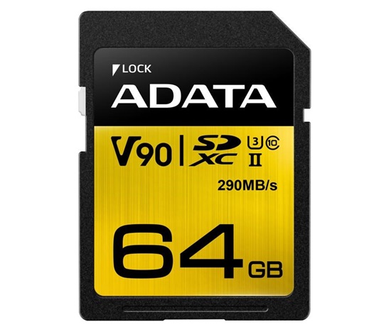 ADATA SDXC karta 64GB UHS-I U3 Class 10, Premier One (R: 290MB / W: 260MB)
