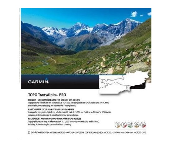 Garmin - Turist. mapa Alpy a Rakousko, Topo TransAlpine+ PRO, microSD/SD