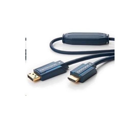 ClickTronic HQ OFC kabel DisplayPort - HDMI typ A, zlacené kon., 3D, M/M, 10m