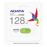 ADATA Flash Disk 64GB UV320, USB 3.1 Dash Drive, bílá/zelená