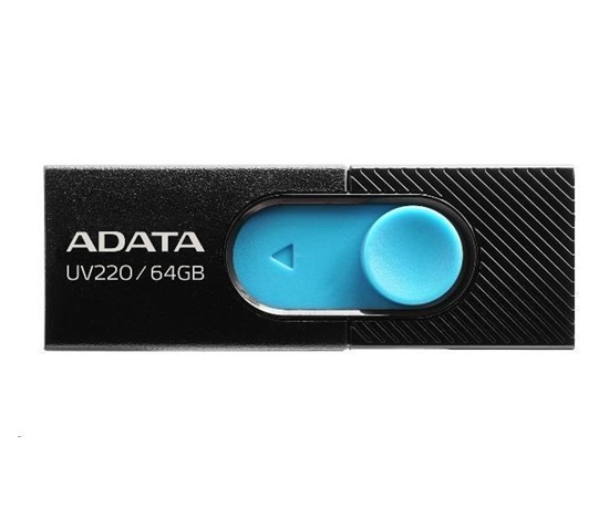 ADATA Flash Disk 64GB UV220, USB 2.0 Dash Drive, černá/modrá