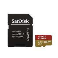 SanDisk MicroSDHC karta 32GB Extreme (100MB/s, Class 10 UHS-I V30, pro akční kamery) + adaptér