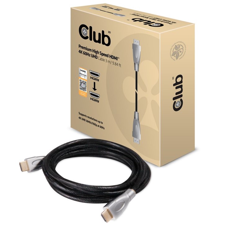 Obr. Club-3D Premium High Speed HDMI 2.0 4K60Hz UHD cable 3m/9.8 ft 873041a