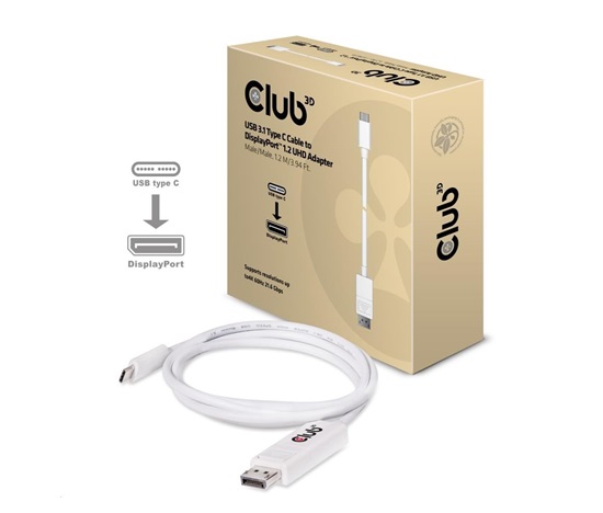 Club3D Adaptér USB 3.1 typ C na DisplayPort 1.2 4K60Hz UHD 1,2m (M/M)
