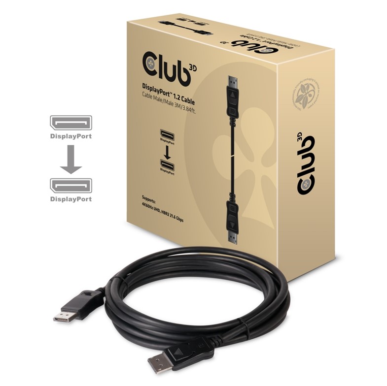 Obr. Club-3D DisplayPort 1.2 Cable HBR2 M/M 3m/9.84ft 873060a
