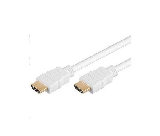 PremiumCord HDMI High Speed + Ethernet kabel,bílý, zlacené konektory, 2m
