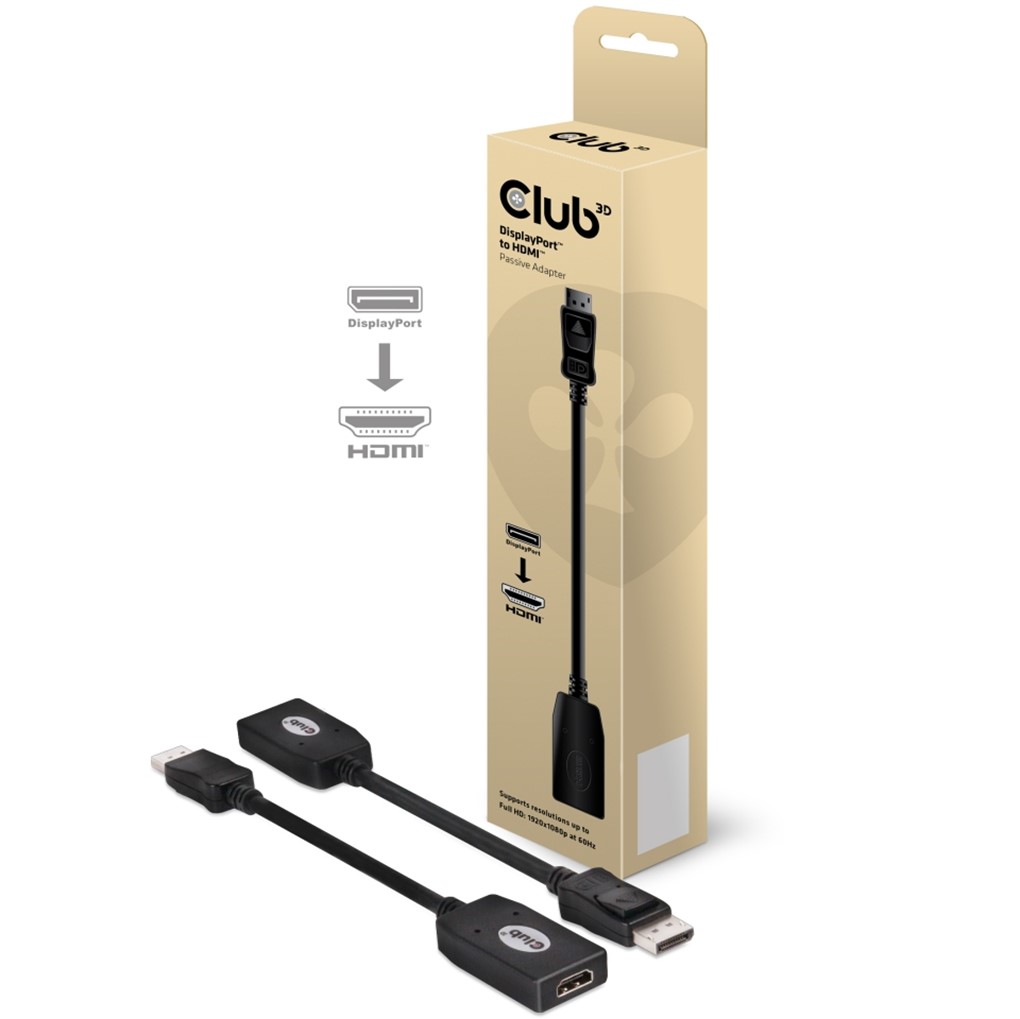 Obr. Club-3D DISPLAY PORT 1.1 MALE TO HDMI 1.3 FEMALE PASSIVE ADAPTER 875050a