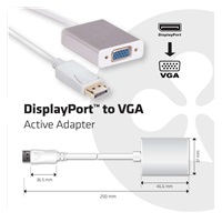Club3D Adaptér aktivní DisplayPort na VGA (M/F), 25cm