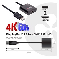 Club3D Adaptér aktivní DisplayPort 1.2 na HDMI 2.0 4K60Hz UHD, 20cm