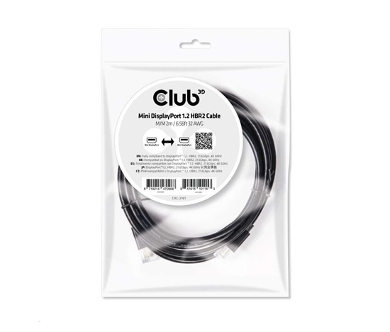 Club3D Kabel mini DisplayPort 1.2 4K60Hz UHD HBR2 (M/M), 2m