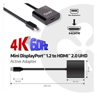 Club3D Adaptér aktivní mini DisplayPort 1.2 na HDMI 2.0 4K60Hz UHD, (M/F), 20cm