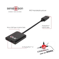 Club3D Video hub MST (Multi Stream Transport) DisplayPort na 2x DisplayPort, USB napájení