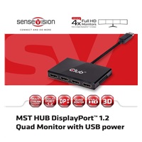 Club3D Video hub MST (Multi Stream Transport) DisplayPort na 4x DisplayPort, USB napájení