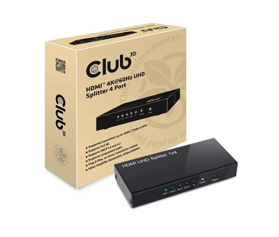 Club3D Video splitter 1:4 HDMI 2.0 4K60Hz UHD, 4 porty