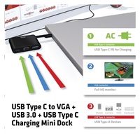 Club3D Mini dokovací stanice USB 3.0 typ C (VGA/USB 3.0/USB-C)