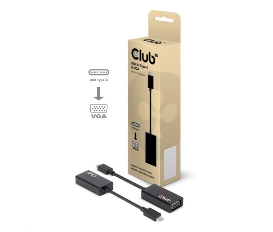 Club3D Adaptér aktivní USB 3.1 typ C na VGA (M/F), 15cm