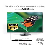 Club3D Adaptér aktivní USB 3.1 typ C na VGA (M/F), 15cm