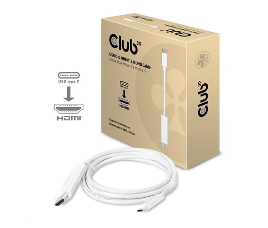 Club3D Kabel aktivní USB typ C na HDMI 2.0 4K60Hz UHD, 1,8m
