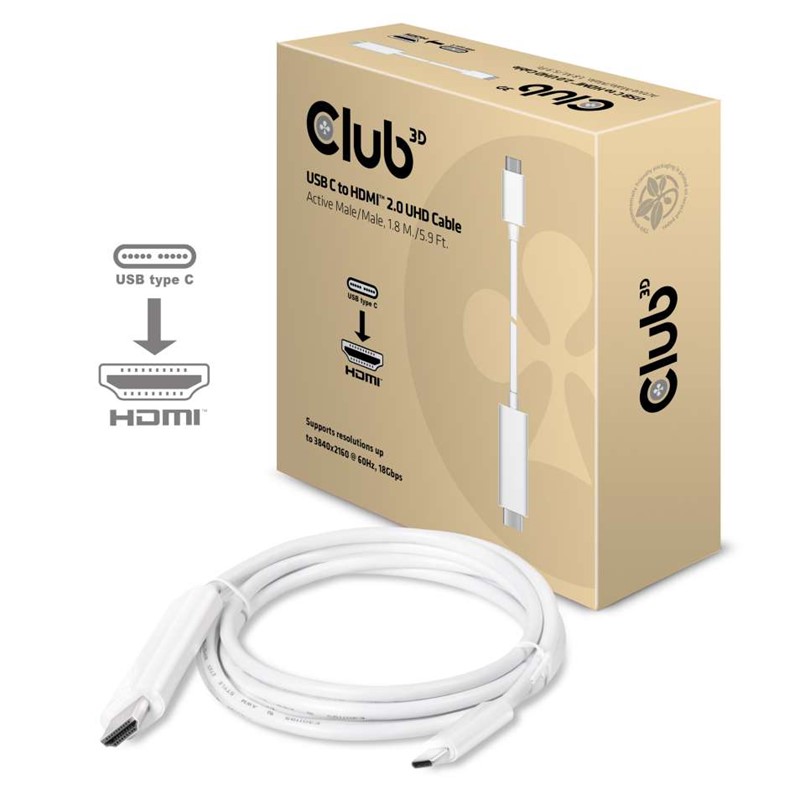 Obr. Club-3D USB TYPE C to HDMI 2.0 Cable 1.8 Meters/ 5.9 Feet - Support 4K UHD @ 60Hz 875275a