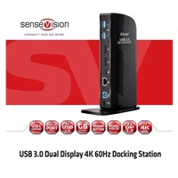 Club3D Dokovací stanice USB-A nebo USB-C Dual Display 4K60Hz (6x USB 3.0/2x DP/Ethernet/USB-B/2x audio)
