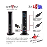 Club3D Dokovací stanice USB-A nebo USB-C Dual Display 4K60Hz (6x USB 3.0/2x DP/Ethernet/USB-B/2x audio)