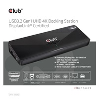 Club3D Dokovací stanice USB-A 8v1, 1xDP, 1xHDMI, 1xDVI-D, 3xUSB, 1xRJ45, 1x3.5mm, černá