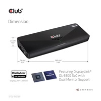 Club3D Dokovací stanice USB-A 8v1, 1xDP, 1xHDMI, 1xDVI-D, 3xUSB, 1xRJ45, 1x3.5mm, černá