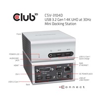 Club3D Mini dokovací stanice USB 3.2 4K30Hz UHD (HDMI/DVI/4x USB 3.1/Ethernet/Audio) DisplayLink® Certified