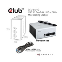 Club3D Mini dokovací stanice USB 3.2 4K30Hz UHD (HDMI/DVI/4x USB 3.1/Ethernet/Audio) DisplayLink® Certified
