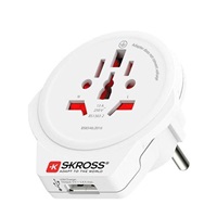 SKROSS cestovní adaptér Europe USB pro cizince v ČR, USB-A, 12W, typ E/F
