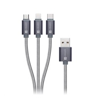 CONNECT IT Wirez 3in1 USB-C & Micro USB & Lightning, silver gray, 1,2 m