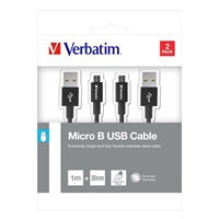 VERBATIM kabel Micro B USB Cable Sync & Charge 100cm (Black) + Verbatim Micro B USB Cable Sync & Charge 30cm (Black)