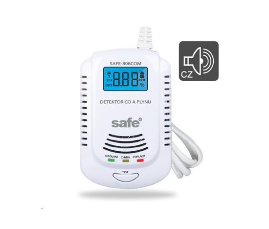 SAFEHOME 2 v 1 kombinovaný detektor CO, hořlavých a výbušných plynů s LCD displejem a systémem hlasového varování (CZ)