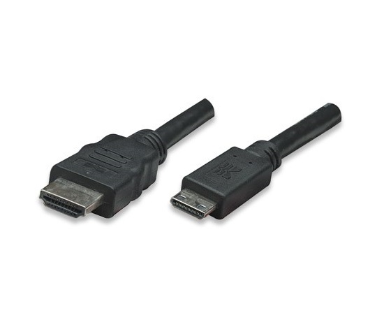 MANHATTAN kabel High Speed HDMI 3D, Mini HDMI Male to Male, stíněný, černý, 1,8m