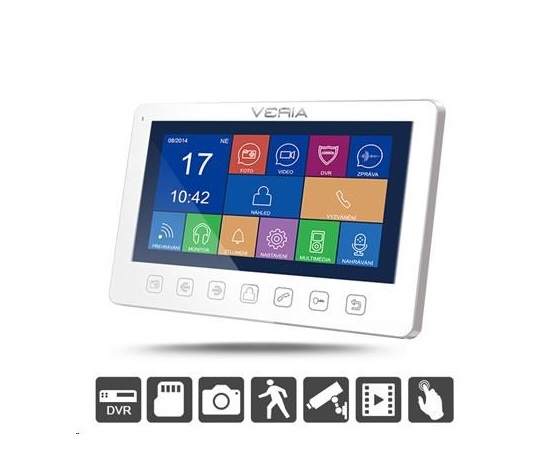 Veria 7" LCD ultra tenký, bezsluchátkový, barevný, digitální monitor, dotykové klávesy - white