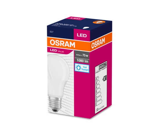 OSRAM LED VALUE ClasA  230V 10W 865 E27 noDIM A+ Plast matný 1055lm 6500K 10000h (krabička 1ks)