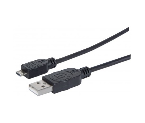 MANHATTAN Kabel propojovací USB 2.0  A Male / Micro-B Male, 0.5m, černý